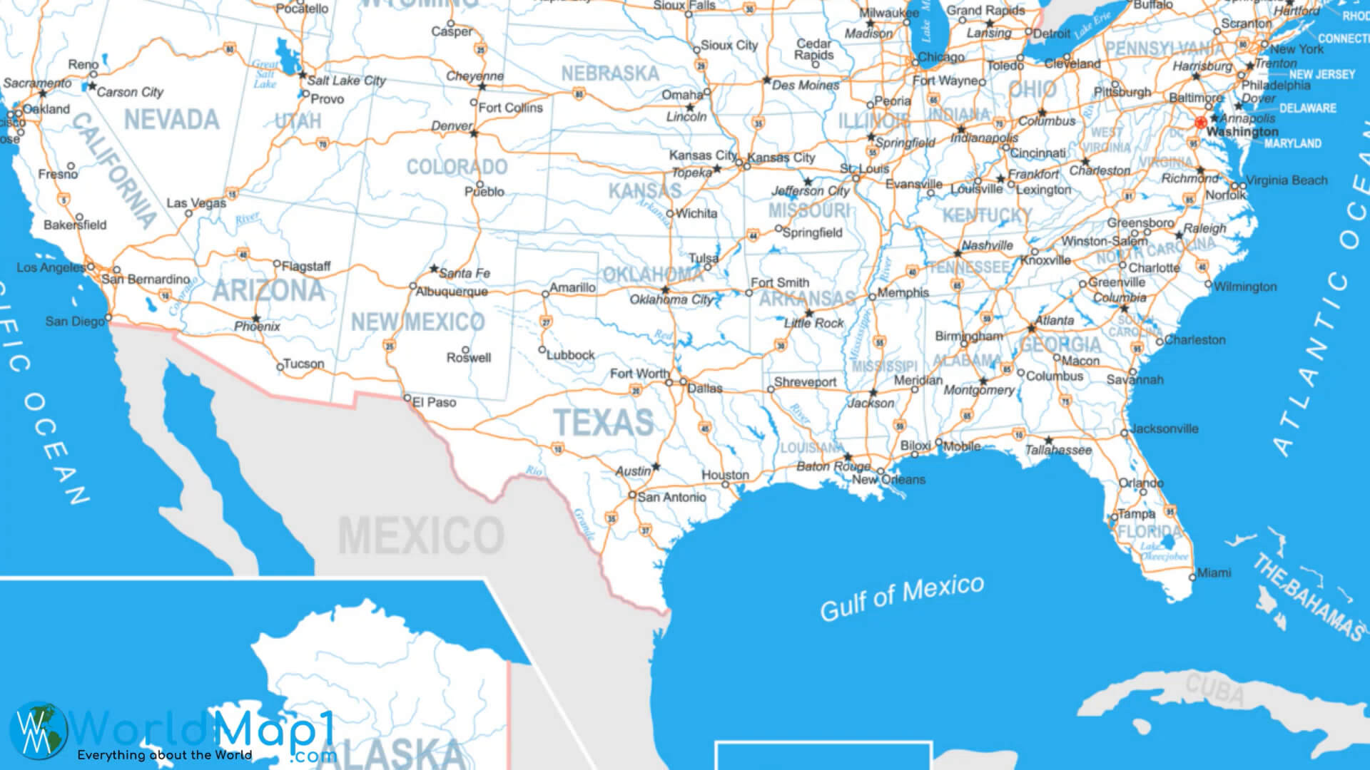 US Interstate Roads Map with New York State